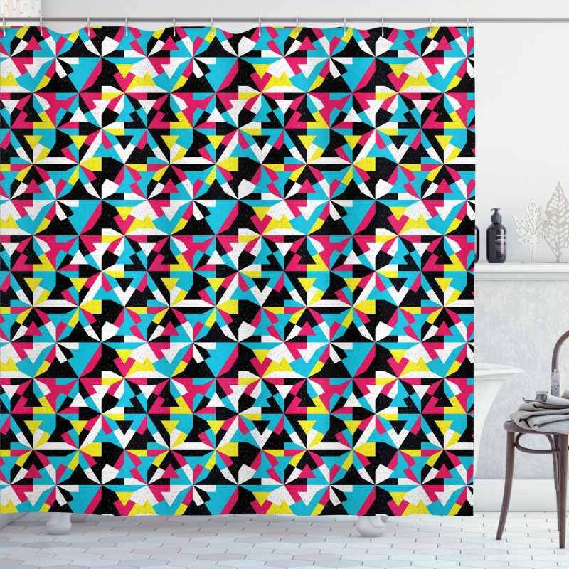 Sixties Style Inspired Motifs Shower Curtain