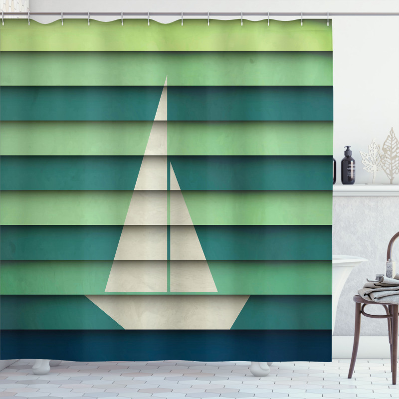 Paper Boat Design Nautical Shower Curtain