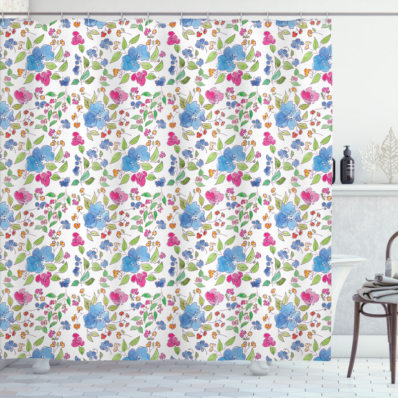 Hand Drawn Flowers Simple Shower Curtain