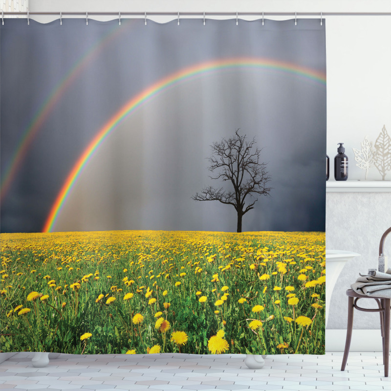 Dandelion Field and Tree Shower Curtain