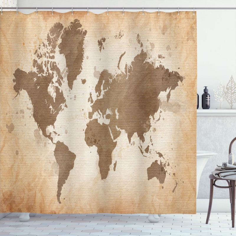 Vintage Earth Continents Shower Curtain