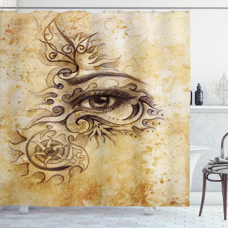 Traditional Hand Drawn Eye Shower Curtain