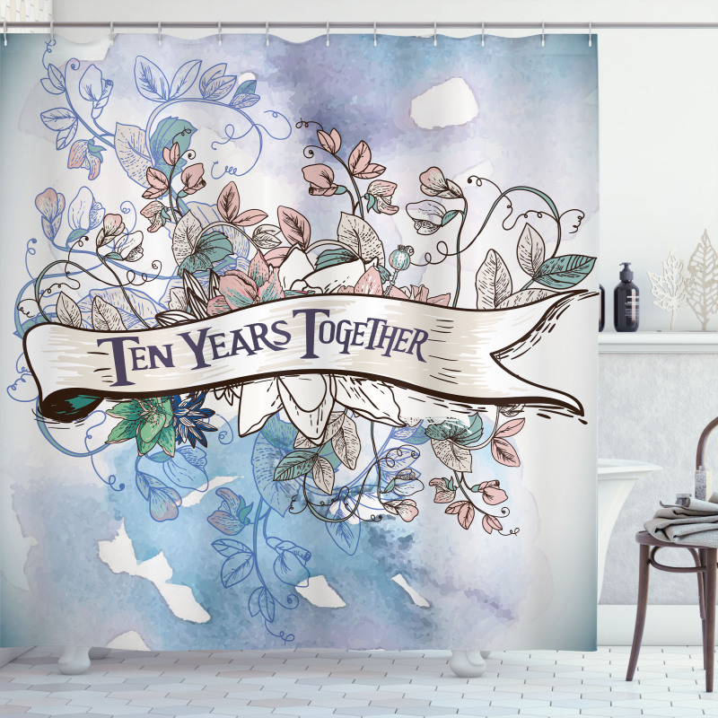 10 Years Floral Art Shower Curtain