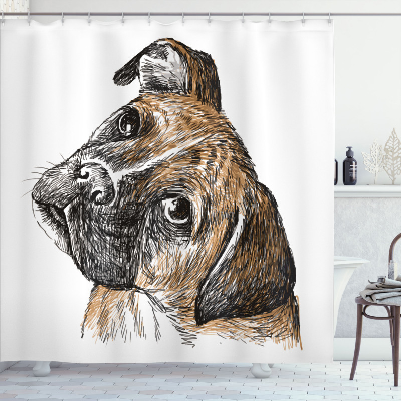 Sketchy Furry Puppy Pet Shower Curtain