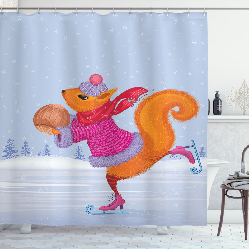 Skating Animal with a Nut Shower Curtain