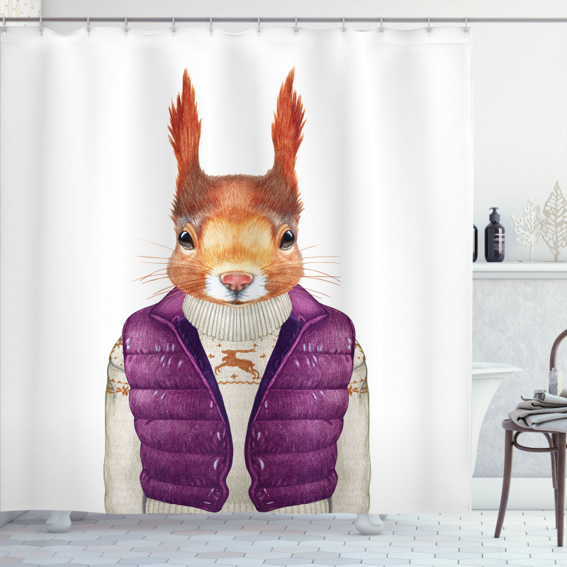 Animal down Vest Sweater Shower Curtain