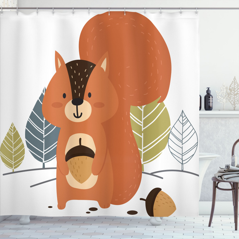 Woodland Trees and Animal Shower Curtain