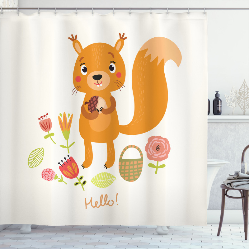 Funny Animal Saying Hello Shower Curtain