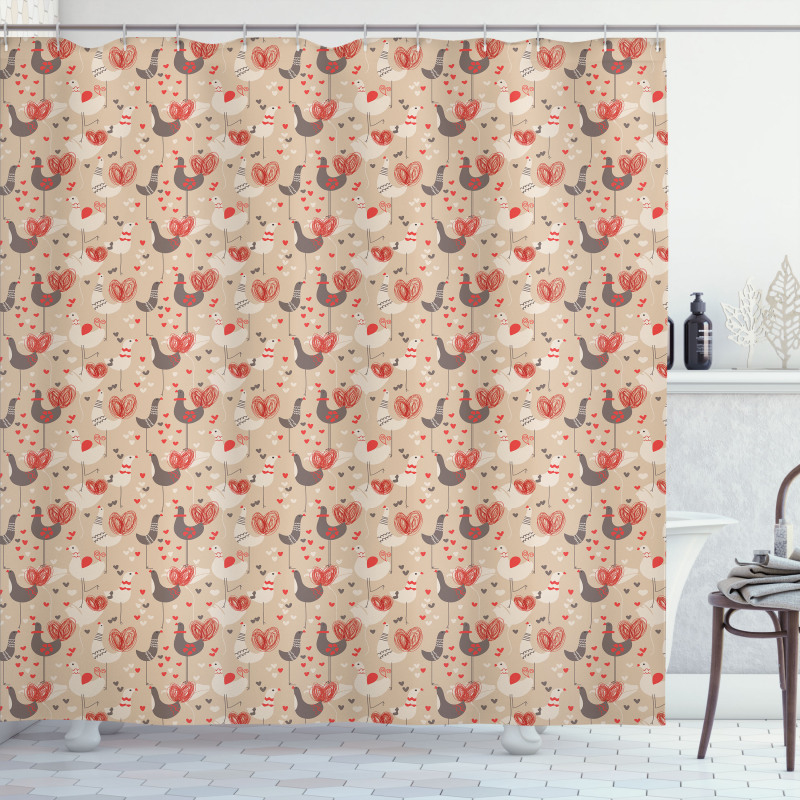 Chickens with Red Ducklips Shower Curtain