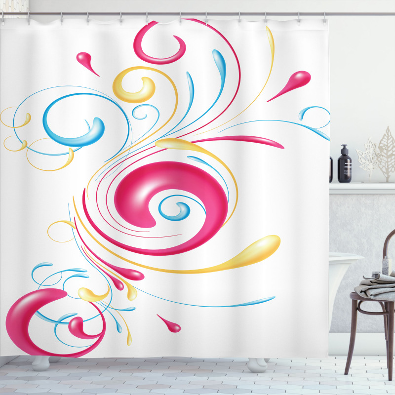 Ink Splattered Droplets Shower Curtain