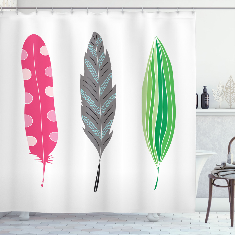 Funky Sketched 3 Plumes Shower Curtain