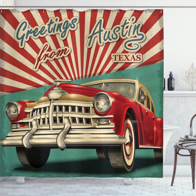 Retro American Classical Car Shower Curtain