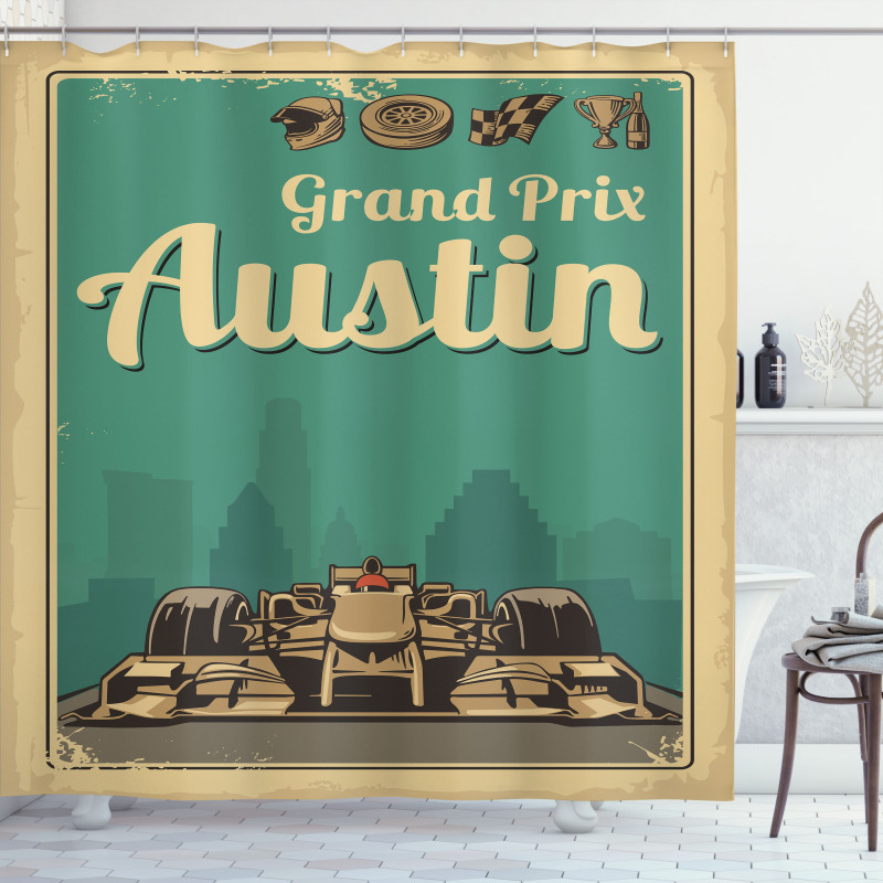 Grand Prix Texas Racing Car Shower Curtain