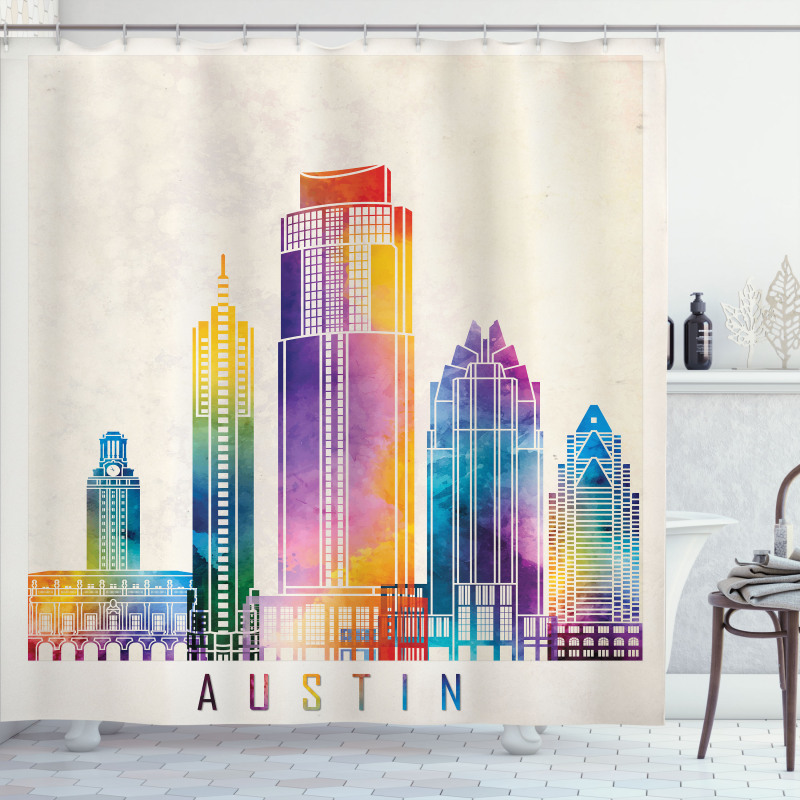 Outlined Monuments Skylines Shower Curtain