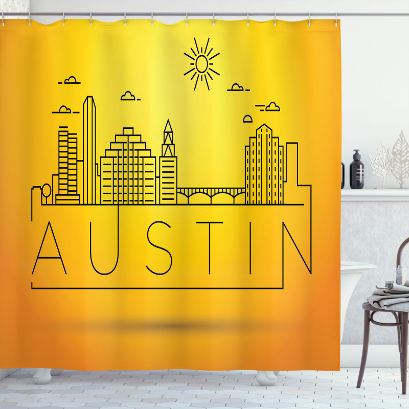 Minimal Texas Linear Skyline Shower Curtain