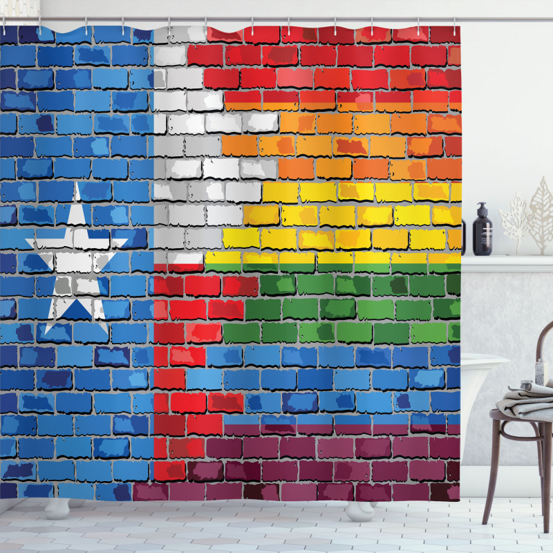 Brick Wall Grungy Texas Town Shower Curtain