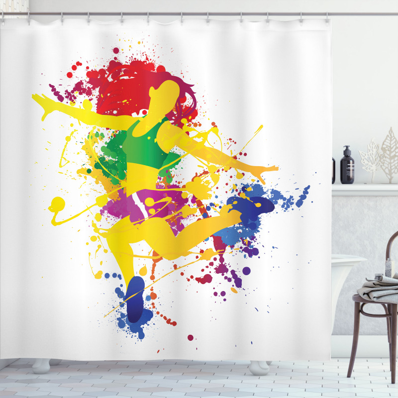 Red Hair Fitness Girl Dancer Shower Curtain