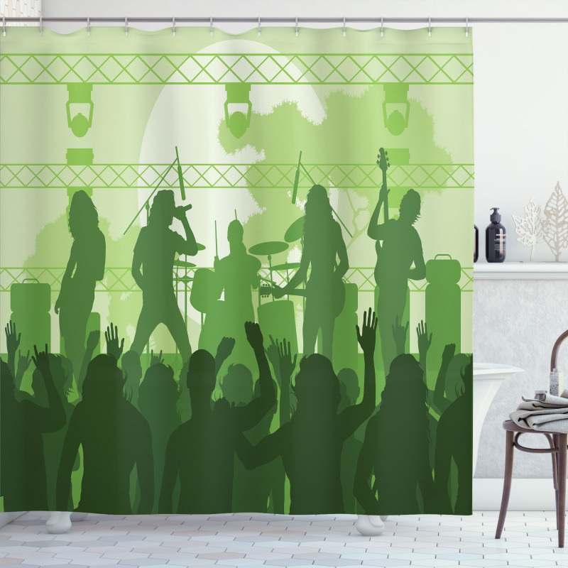Band Performing on the Stage Shower Curtain