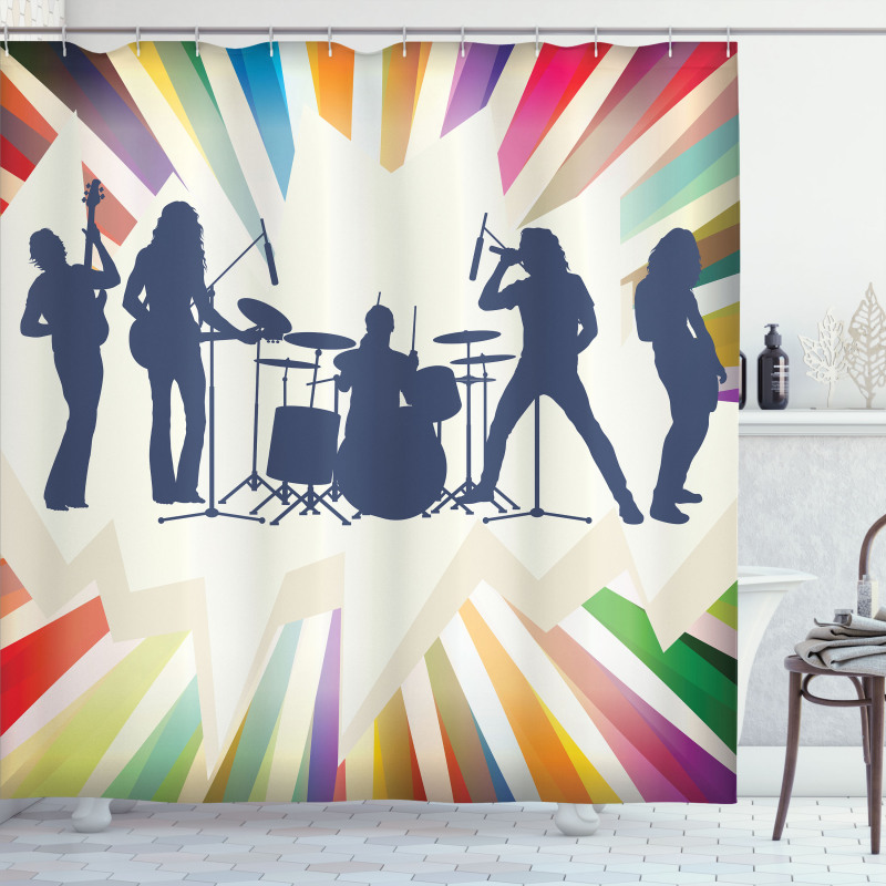 Rock Band 80s Hairstyle Music Shower Curtain