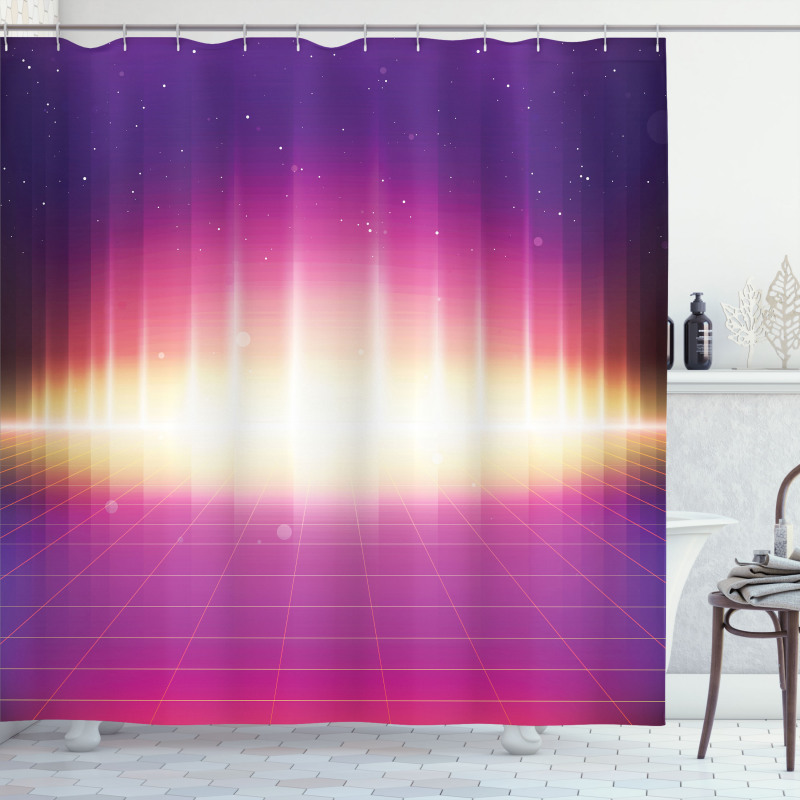 80s Retro Sci-Fi Background Shower Curtain