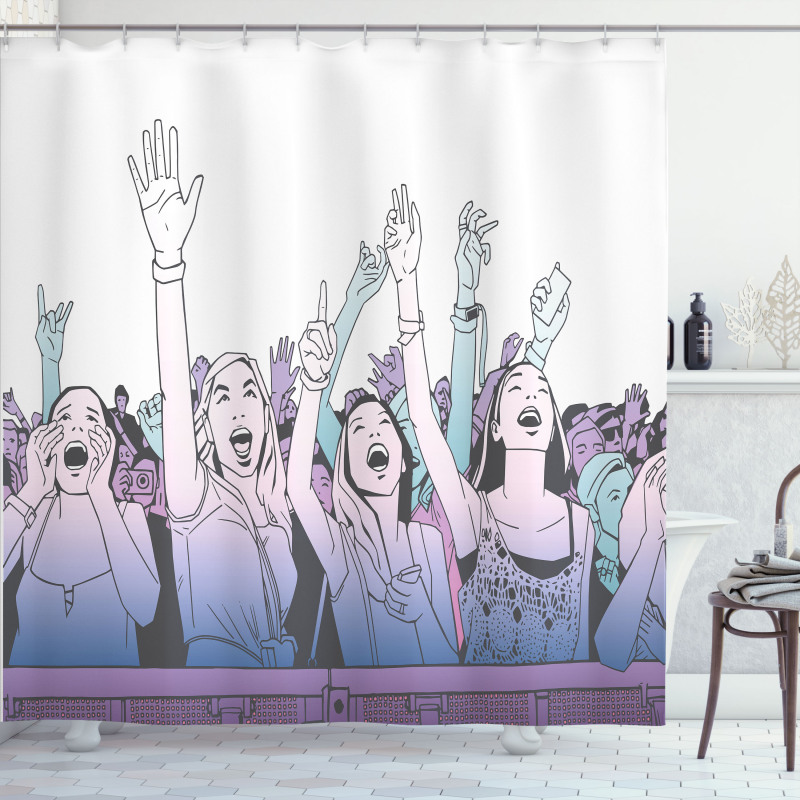 Girl in Front Row Cheering Shower Curtain