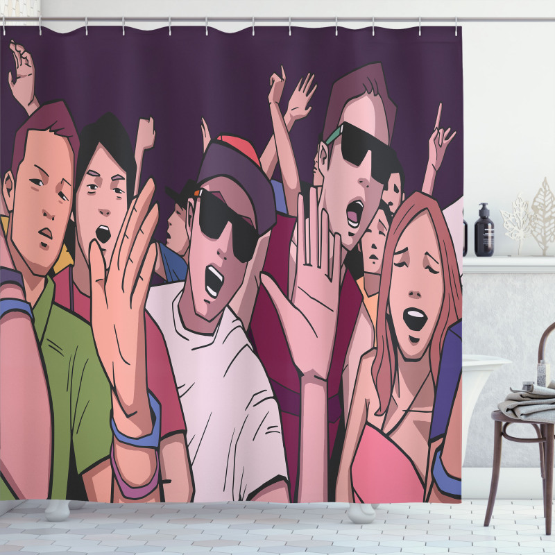 Music Festival Cartoon Image Shower Curtain