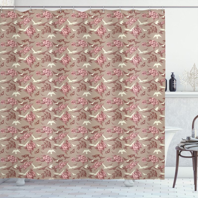 Victorian Style Vintage Rose Shower Curtain