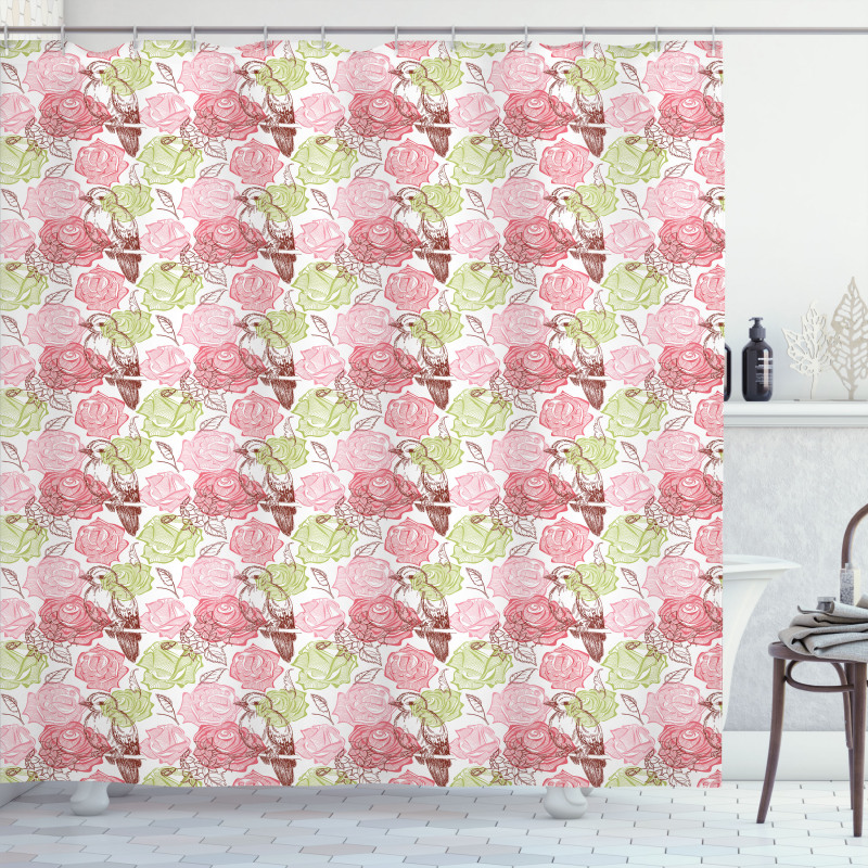 Rose Bouquetnd SakurTree Shower Curtain