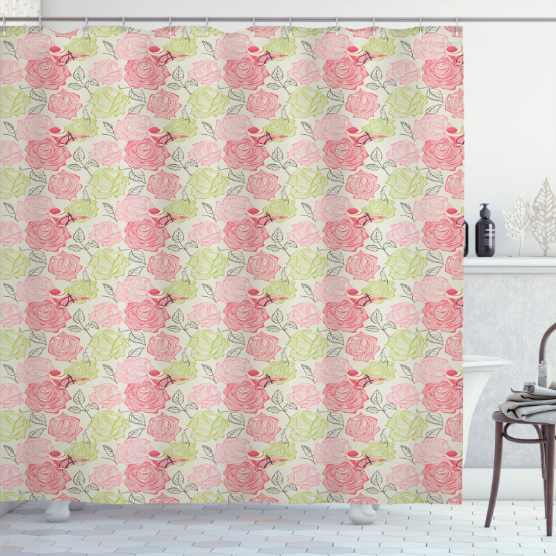 Perching Birds on Petals Shower Curtain