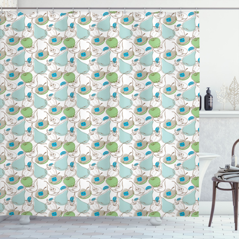 Whole Pears and Apple Slice Shower Curtain