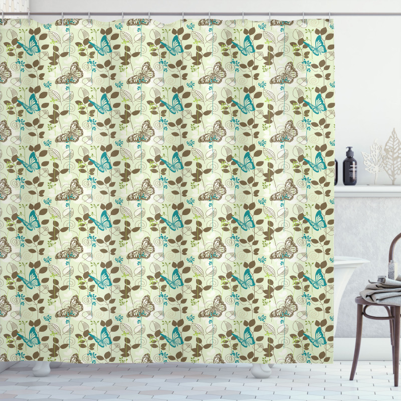 Monarch Butterfly and Palm Shower Curtain