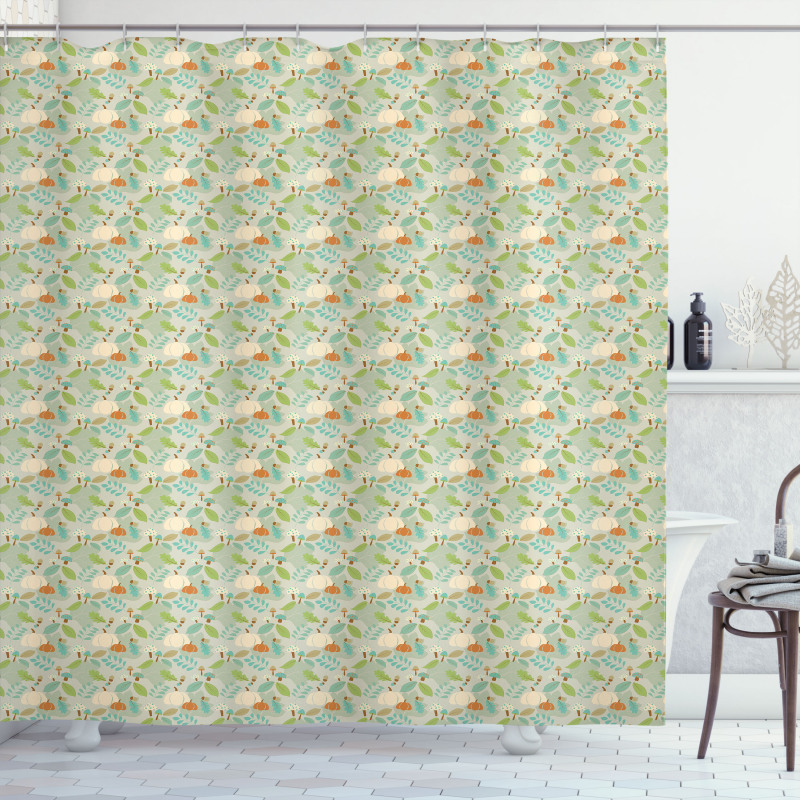 Autumn Dotted Mushrooms Shower Curtain