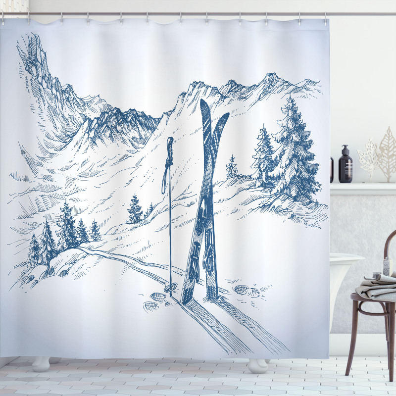 Landscape of Snowy Mountains Shower Curtain