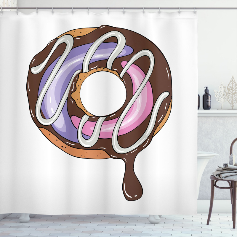 Doughnut American Food Theme Shower Curtain