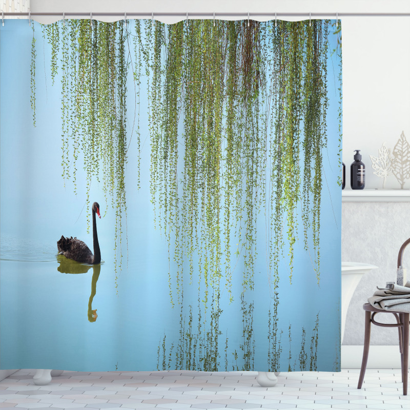 Black Swan on the Lake Shower Curtain