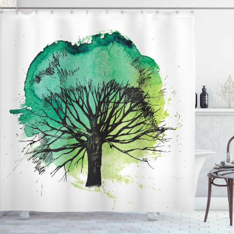 Blended Watercolor Leaf Shower Curtain