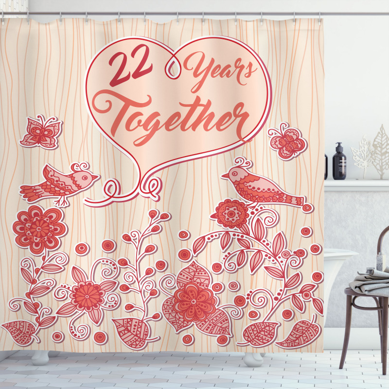 22 Years Together Birds Shower Curtain