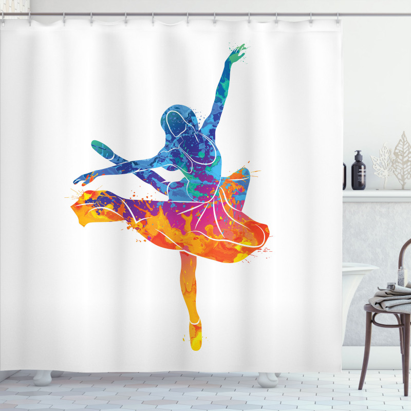 Colorful Ballerina Girl Pose Shower Curtain