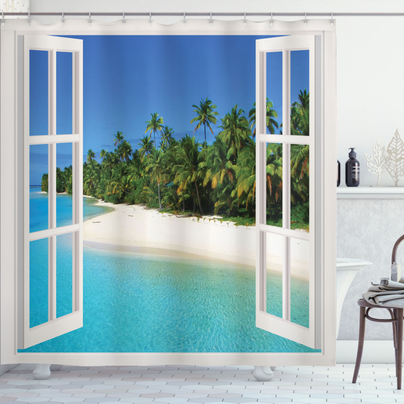 Paradise Island Palm Tree Shower Curtain