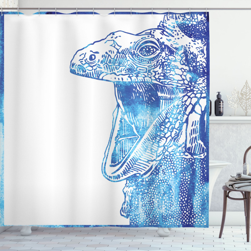 Watercolor Style Blue Animal Shower Curtain