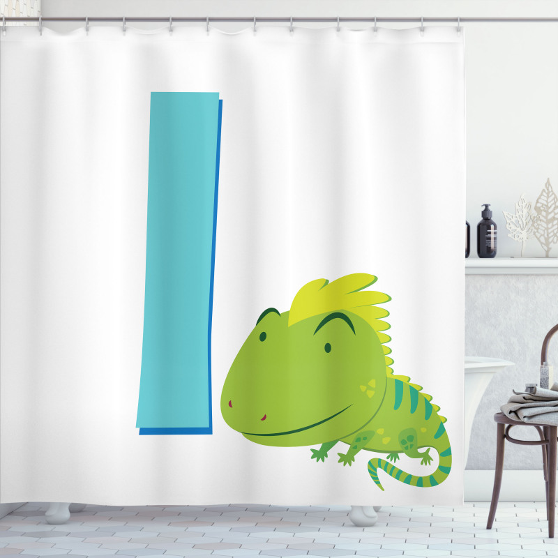 Cartoon Letter I and Animal Shower Curtain