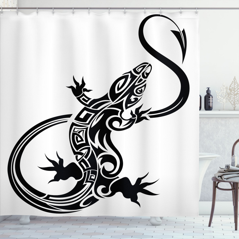 Lizard Silhouette Design Shower Curtain