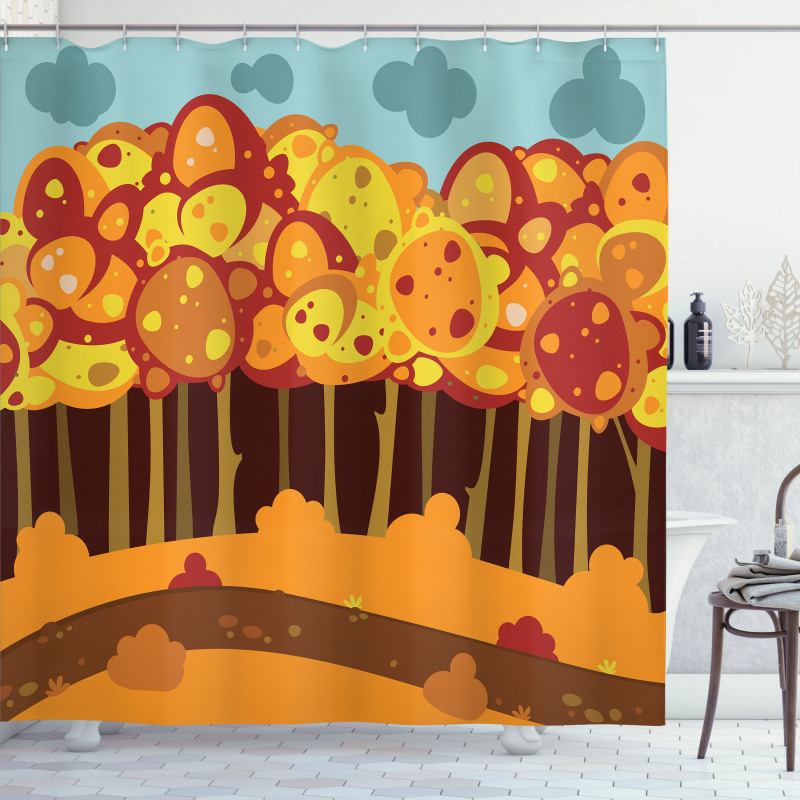 Forest in Autumn Cartoon Shower Curtain