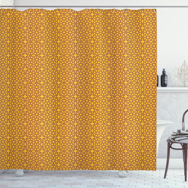 Entwined Moroccan Star Grid Shower Curtain