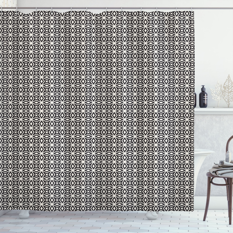 Repeating Star Shapes Mesh Shower Curtain