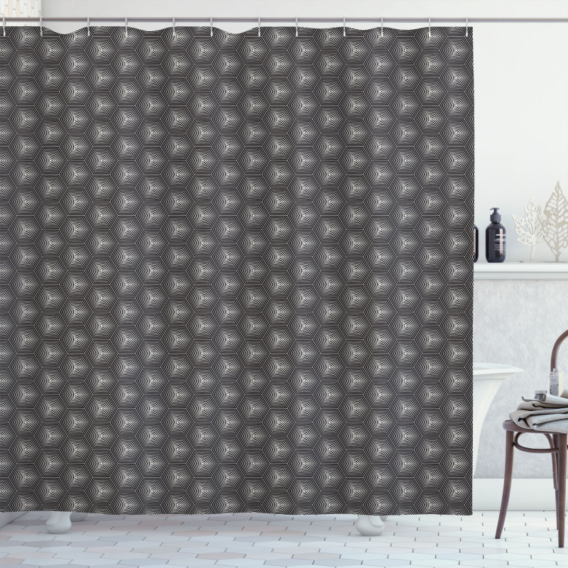 Triangles Striped Hexagons Shower Curtain