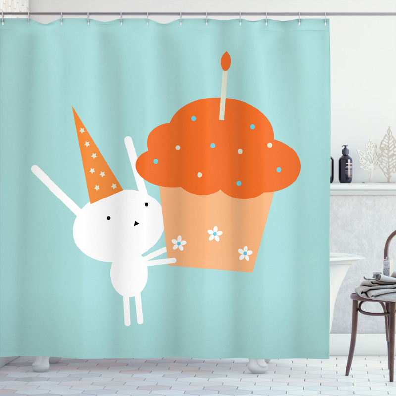 Birthday Bunny Giant Cupcake Shower Curtain