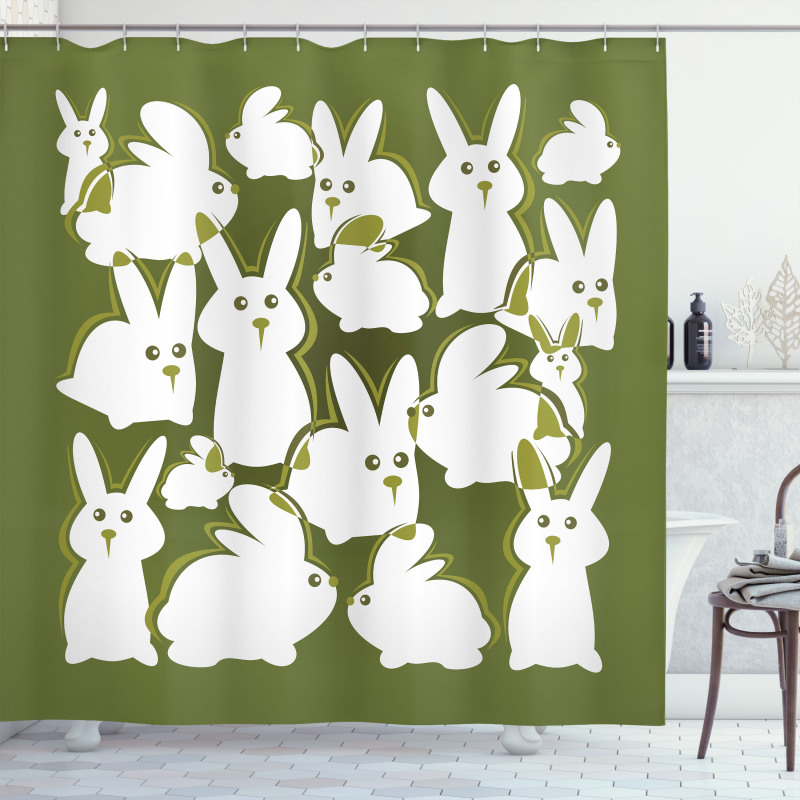 Funny Cartoon Easter Animal Shower Curtain