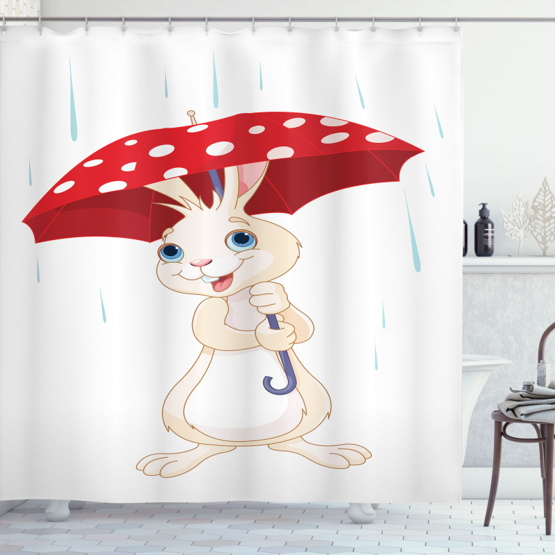 Little Animal with Umbrella Shower Curtain