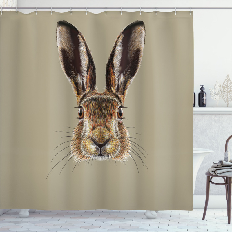 Face of a Wild Hare Realistic Shower Curtain